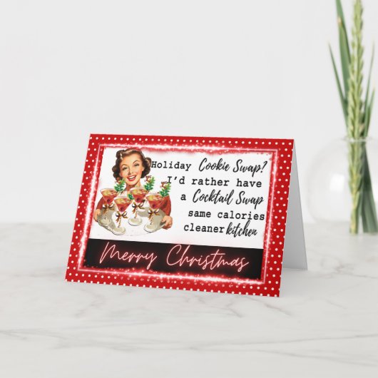 Funny Christmas Card Retro Best Friend Cookie Swap Karte (Vorderseite)