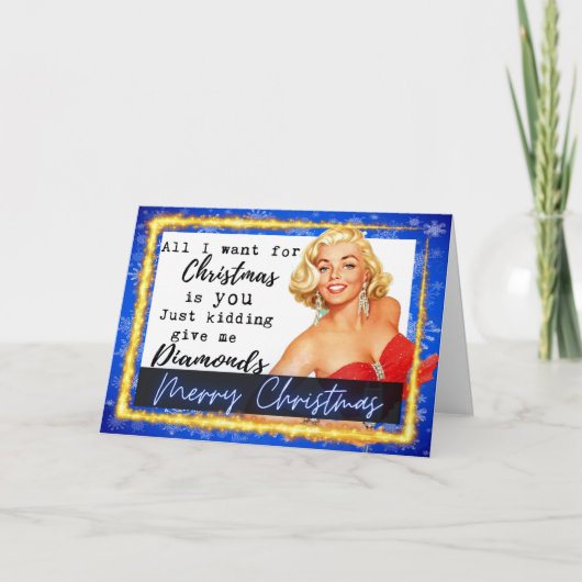 Funny Christmas Card Retro Best Friend Diamonds Karte (Vorderseite)