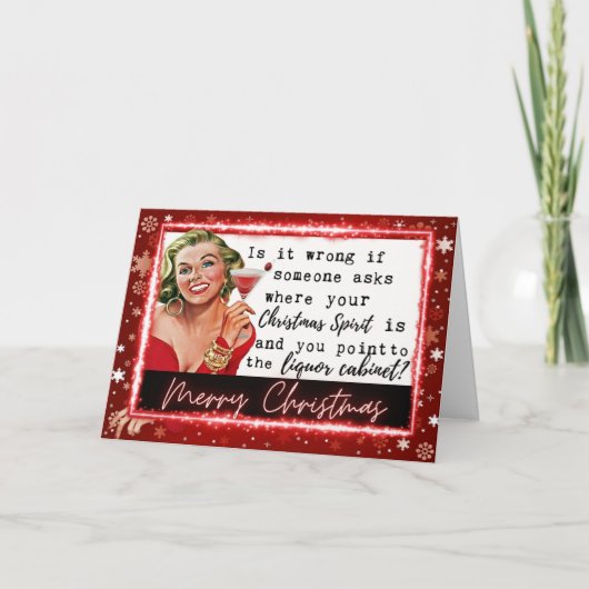 Funny Christmas Card Retro Best Friend Liquor Karte (Vorderseite)