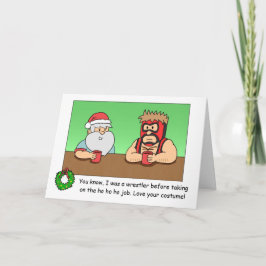 Funny Christmas Card: Santa's Job Experience Feiertagskarte
