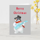Funny Christmas Card Snowman Gitarrist Karte (Gelbe Blume)