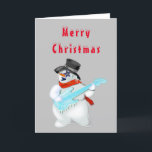 Funny Christmas Card Snowman Gitarrist Karte<br><div class="desc">Funny Christmas Cards Snowman Guitar Player Rock Music - MIGNED Painting - Anpassbar - oder Wählen Sie Ihre Lieblingskartenfarben / oder fügen Sie Text!</div>