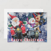 Funny Christmas Card with Happy Friends - Cartoon Postkarte (Vorne/Hinten)
