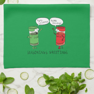 Funny Christmas Cartoon Cooking Gewürze Geschirrtuch