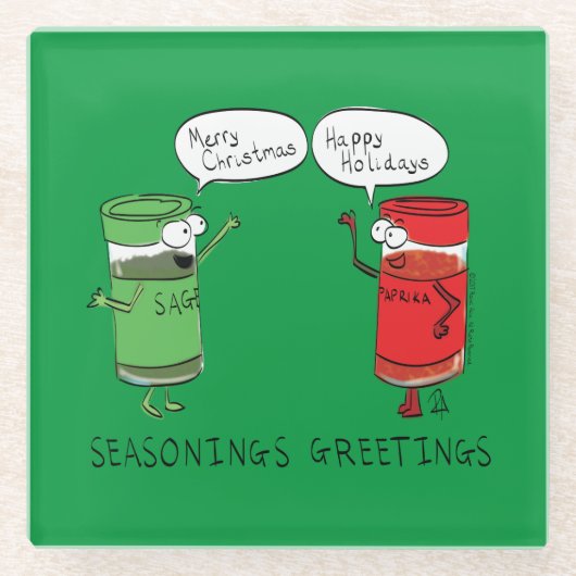 Funny Christmas Cartoon Cooking Gewürze Glasuntersetzer (Vorderseite)
