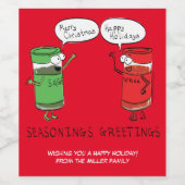 Funny Christmas Cartoon Cooking Gewürze Weinetikett (Einzelnes Label)