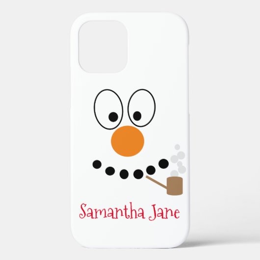 Funny Christmas Cartoon Snowman Face Case-Mate iPhone Hülle (Rückseite)