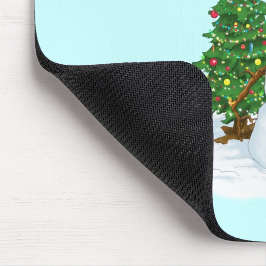 Funny Christmas Cartoon von Lady Snowman Mousepad (Ecke)