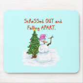 Funny Christmas Cartoon von Lady Snowman Mousepad (Vorne)