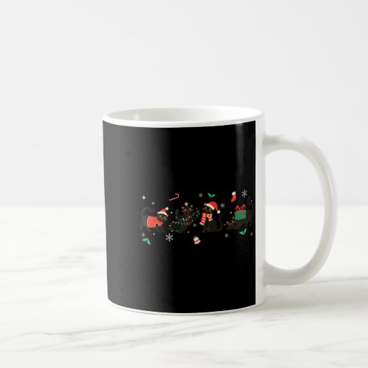 Funny Christmas Cat Black Cat Xmas Light Pajama Me Kaffeetasse (Rechts)
