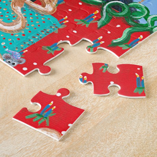 Funny Christmas Cat Black Tuxedo Cuckoo Uhr Puzzle (Seite)