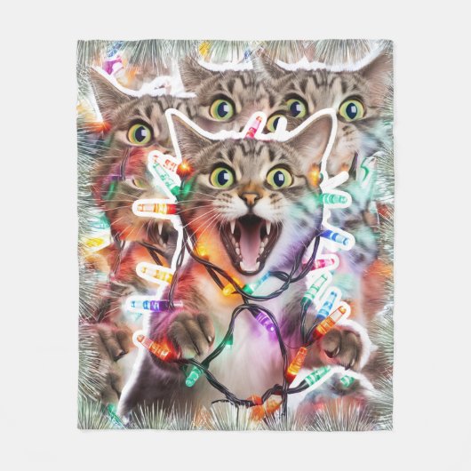 Funny Christmas Cat Blanket - Gemütlicher Throw Fleecedecke (Vorderseite)