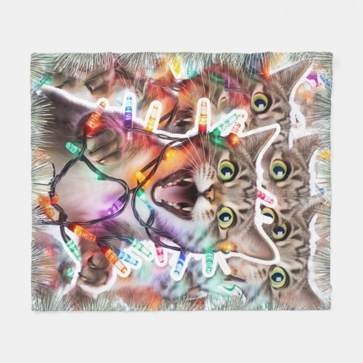 Funny Christmas Cat Blanket - Gemütlicher Throw Fleecedecke (Vorderseite (Horizontal))
