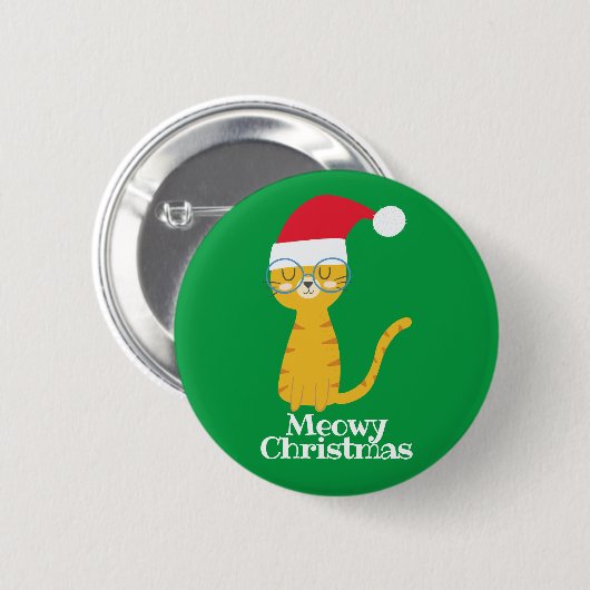 Funny Christmas Cat Button (Vorne & Hinten)