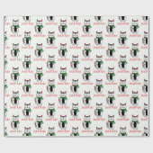 Funny Christmas Cat Cartoon Personalisiertes Kind Geschenkpapier (Flach)