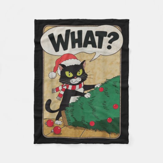 Funny Christmas Cat Christmas Tree Meowy Christmas Fleecedecke (Vorderseite)