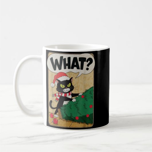 Funny Christmas Cat Christmas Tree Meowy Christmas Kaffeetasse (Links)
