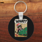 Funny Christmas Cat Christmas Tree Meowy Christmas Schlüsselanhänger (Vorderseite)