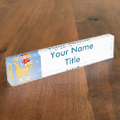 Funny Christmas Cat Custom Desk Name Plate Namensplakette (Seite)