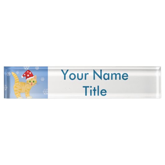 Funny Christmas Cat Custom Desk Name Plate Namensplakette (Vorderseite)