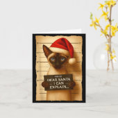Funny Christmas Cat- Cute Siamese Santa Hat Tee  Karte (Gelbe Blume)
