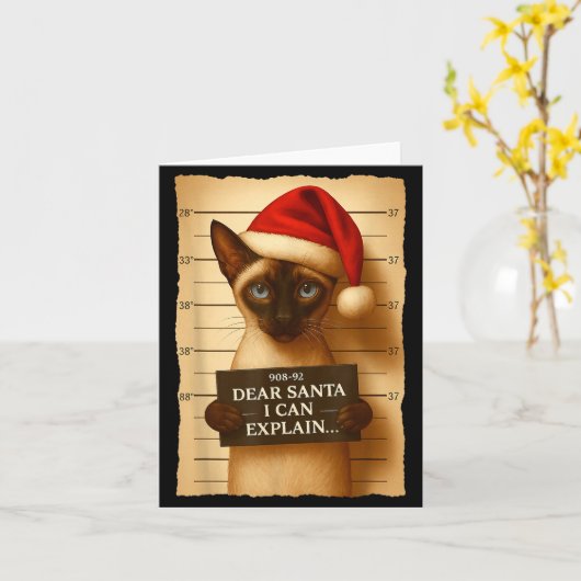 Funny Christmas Cat- Cute Siamese Santa Hat Tee  Karte (Gelbe Blume)