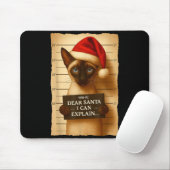 Funny Christmas Cat- Cute Siamese Santa Hat Tee Mousepad (Mit Mouse)