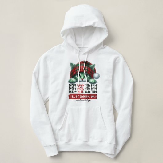 Funny Christmas Cat, die dich leise beurteilt Hoodie (Design vorne)