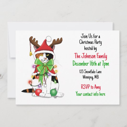 Funny Christmas Cat Einladung (Vorderseite)