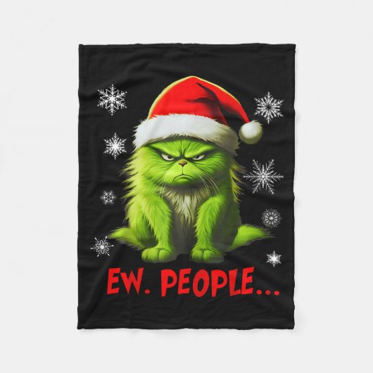 Funny Christmas Cat Ew People Meowy Cat Lovers Men Fleecedecke (Vorderseite)