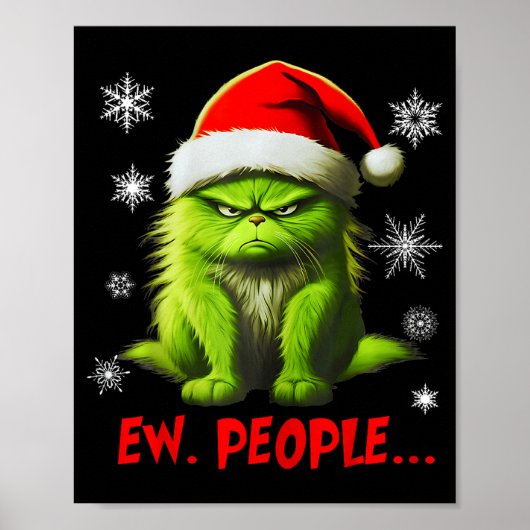 Funny Christmas Cat Ew People Meowy Cat Lovers Men Poster (Vorne)