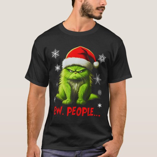 Funny Christmas Cat Ew People Meowy Cat Lovers Men T-Shirt (Vorderseite)