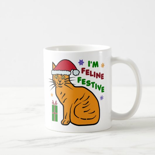 Funny Christmas Cat Feline Festive Holiday Pub Kaffeetasse (Rechts)