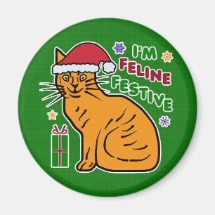 Funny Christmas Cat Feline Festive Holiday Pub Magnet