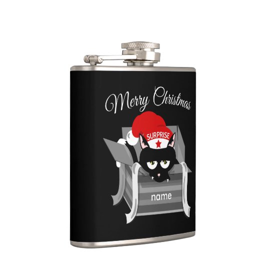 Funny Christmas Cat Flachmann (Rechts)