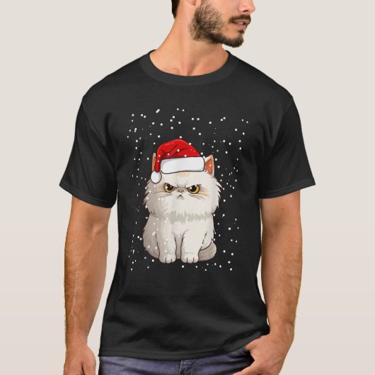 Funny Christmas Cat for Grumpy Teen Girl Boy Mom o T-Shirt (Vorderseite)