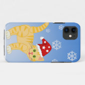 Funny Christmas Cat gelbe Schneeflocken Case-Mate iPhone Hülle (Rückseite (Horizontal))
