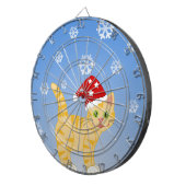Funny Christmas Cat gelbe Schneeflocken Dartscheibe (Vorderseite rechts)