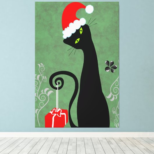 Funny Christmas Cat Leinwanddruck (Insitu (Holzboden))
