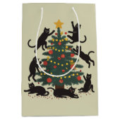 Funny Christmas Cat Lover Happy Cat Year Mittlere Geschenktüte (Vorderseite)