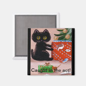 Funny Christmas Cat Maus Present Creationarts Magnet (Vorderseite/Rückseite)