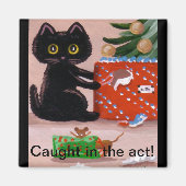 Funny Christmas Cat Maus Present Creationarts Magnet (Vorne)