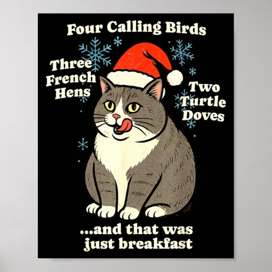 Funny Christmas Cat Meme Caroling Holiday Santa Ha Poster (Vorne)