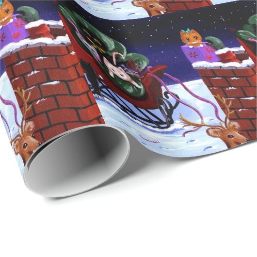 Funny Christmas Cat Mouse Creationarts Geschenkpapier (Rolleneckpunkt)