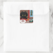 Funny Christmas Cat Mouse Creationarts Quadratischer Aufkleber (Tasche)