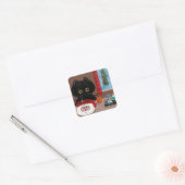 Funny Christmas Cat Mouse Creationarts Quadratischer Aufkleber (Umschlag)