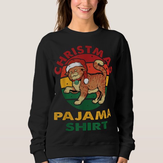 Funny Christmas Cat Pajama Xmas Sweatshirt (Vorderseite)