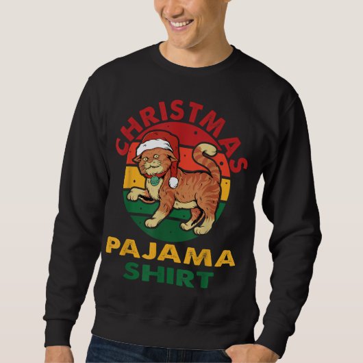 Funny Christmas Cat Pajama Xmas Sweatshirt (Vorderseite)