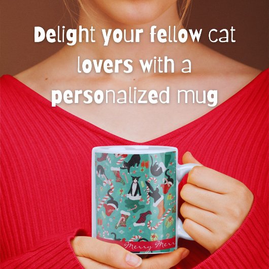 Funny Christmas Cat Raid Strumpf Personalisiert Kaffeetasse