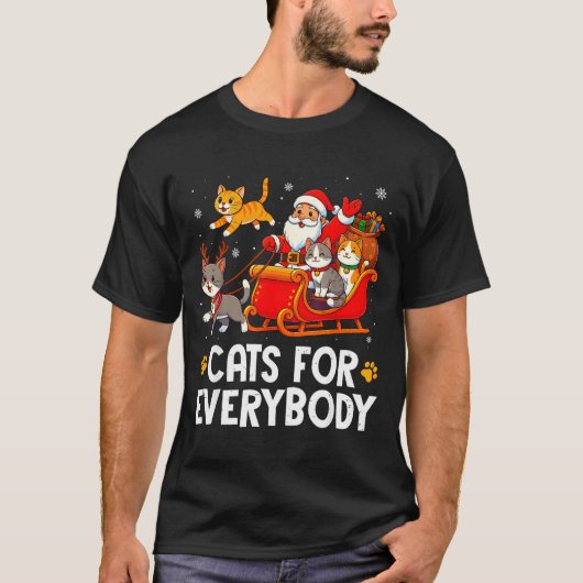 Funny Christmas Cat Santa Xmas Pajamas Cats For Ev T-Shirt (Vorderseite)